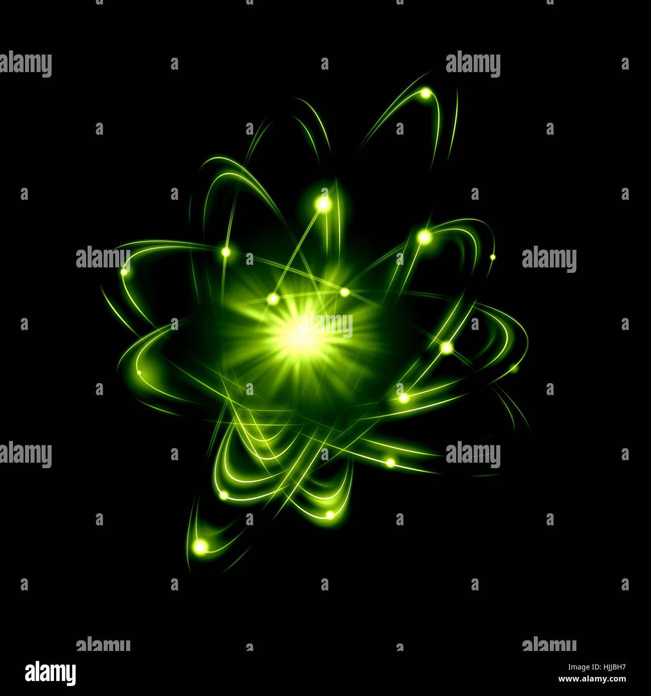 Image d'atomes de couleur et d'électrons. Concept de physique Banque D'Images