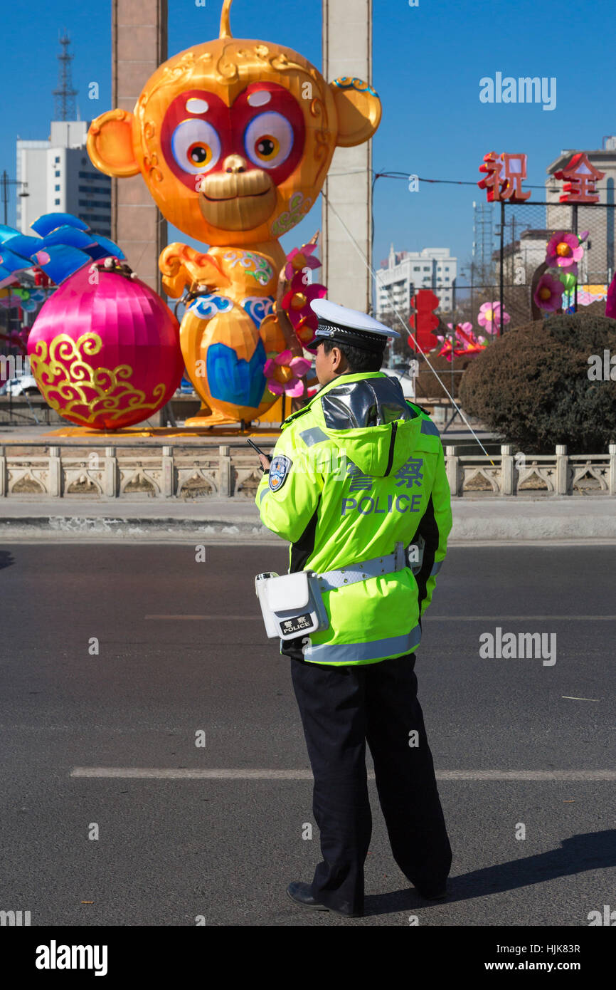 La police de la circulation, Yinchuan, Ningxia Province, China Banque D'Images