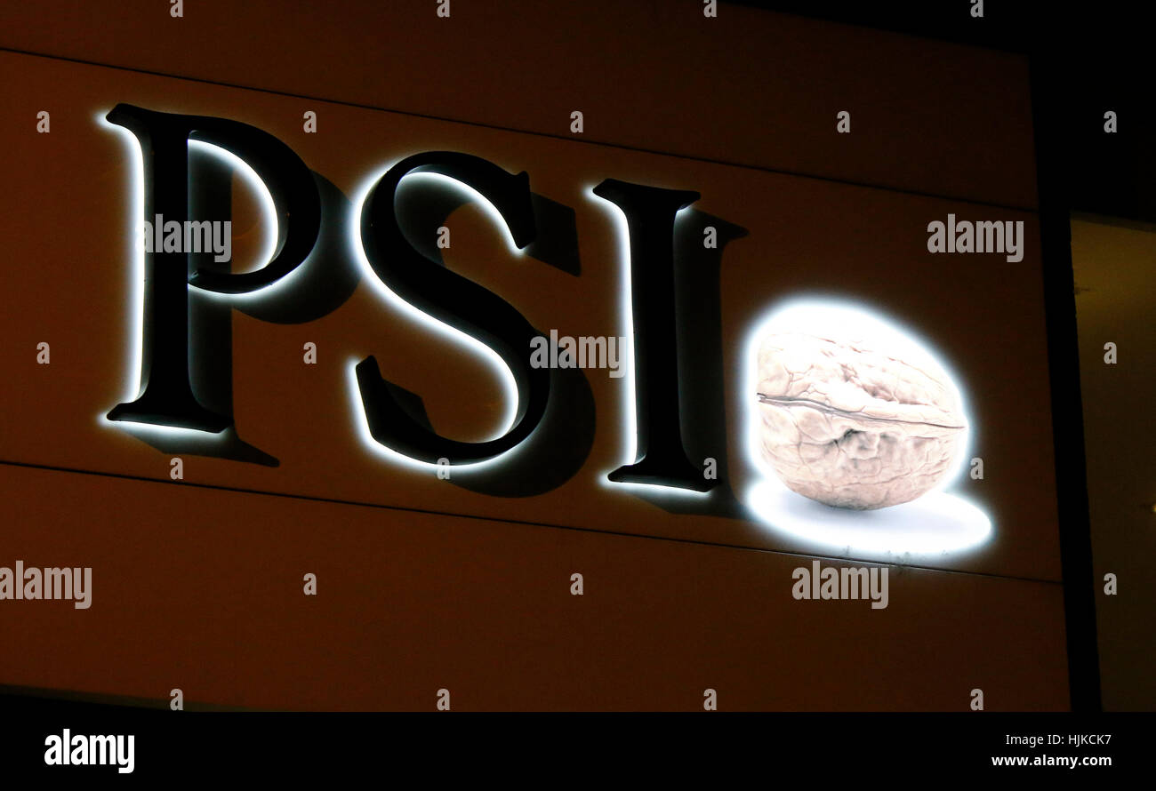 Logo das der Marke "PSI", Berlin. Banque D'Images
