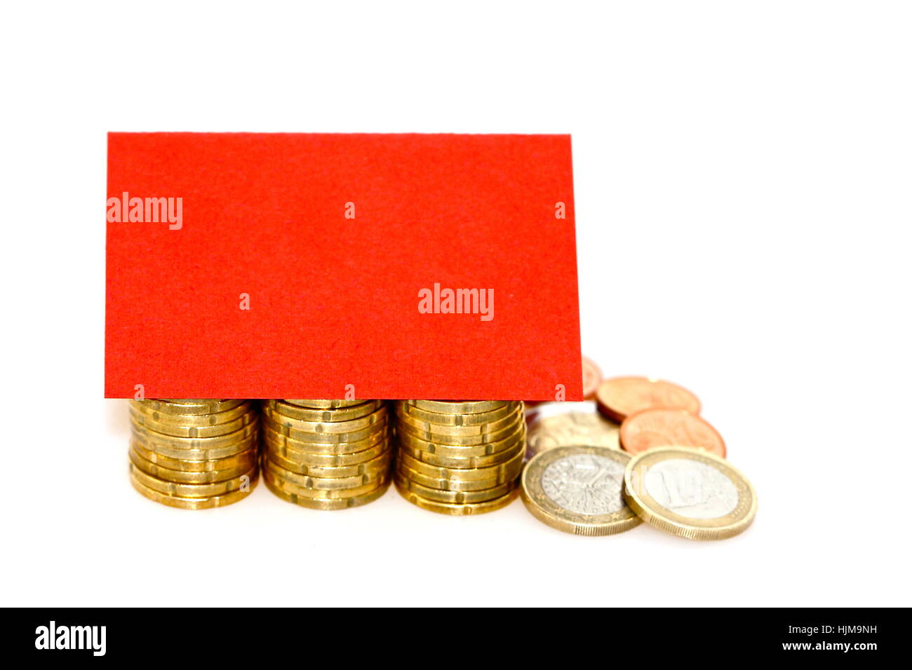 Maison, édifice, payer, enregistrer, monnaies, count, toit, rouge, argent, banque, le prêt Banque D'Images