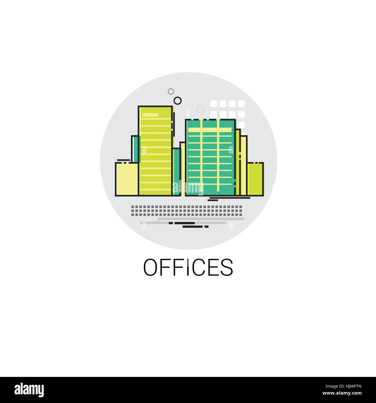 Bâtiment de bureaux d'affaires de l'icône d'un milieu de travail moderne Illustration de Vecteur