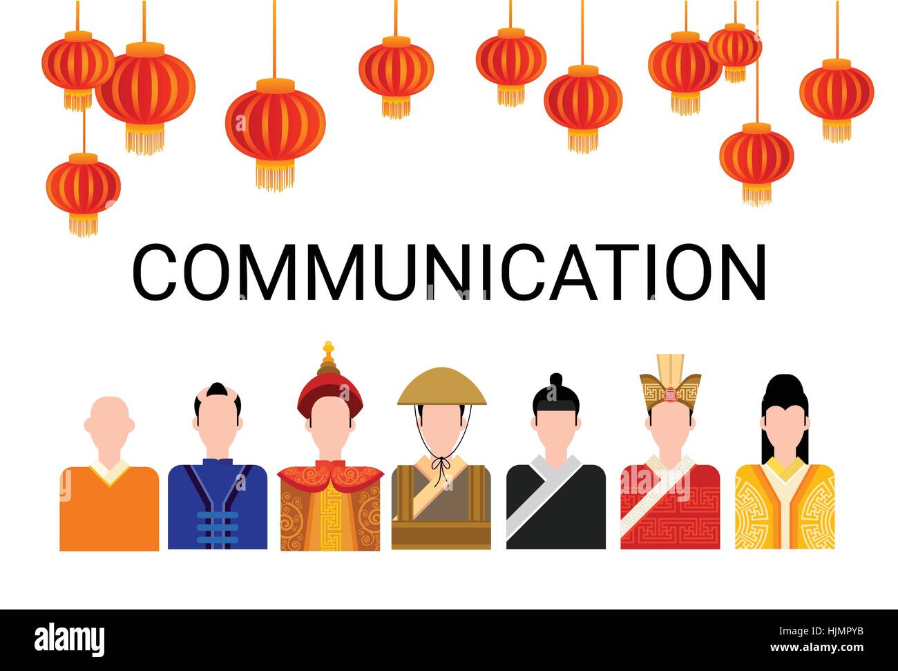 Groupe Asie Personnes bulle chat communication Concept, asiatique parler chinois Réseau social Illustration de Vecteur