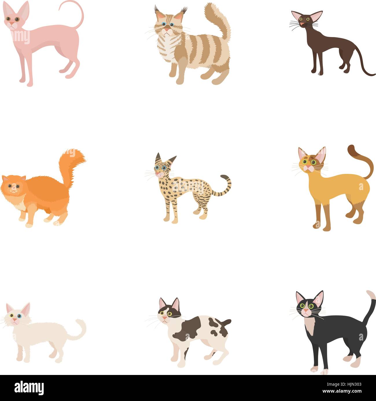 Les chats icons set. Cartoon illustration de chats 9 icônes vectorielles pour le web Illustration de Vecteur