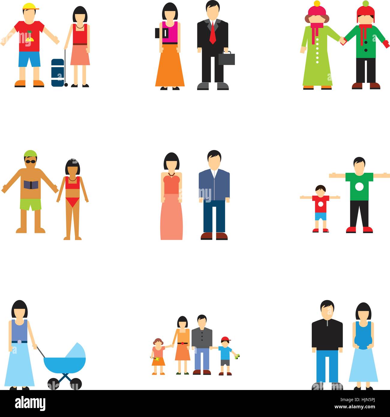 Les icônes de la famille ensemble. Télévision illustration de la famille 9 vector icons for web Illustration de Vecteur