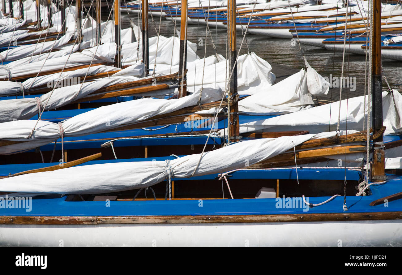 Bleu, sport, sports, bois, maritime, de la voile, port, petite, petite, petite, courte, Banque D'Images