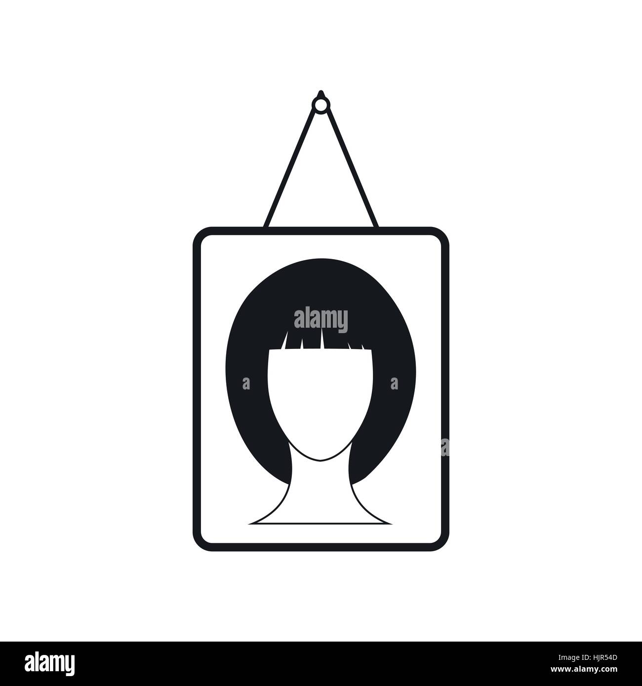 Portrait d'une femme dans un cadre icône dans le style simple sur fond blanc Illustration de Vecteur