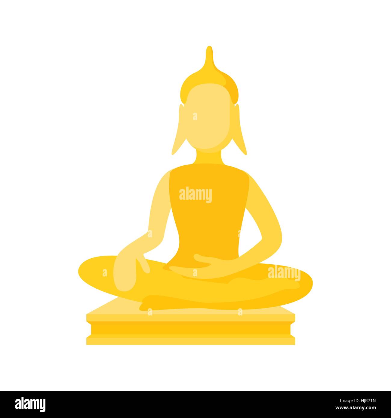Statue de Bouddha dans l'icône de style de dessin animé sur un fond blanc Illustration de Vecteur