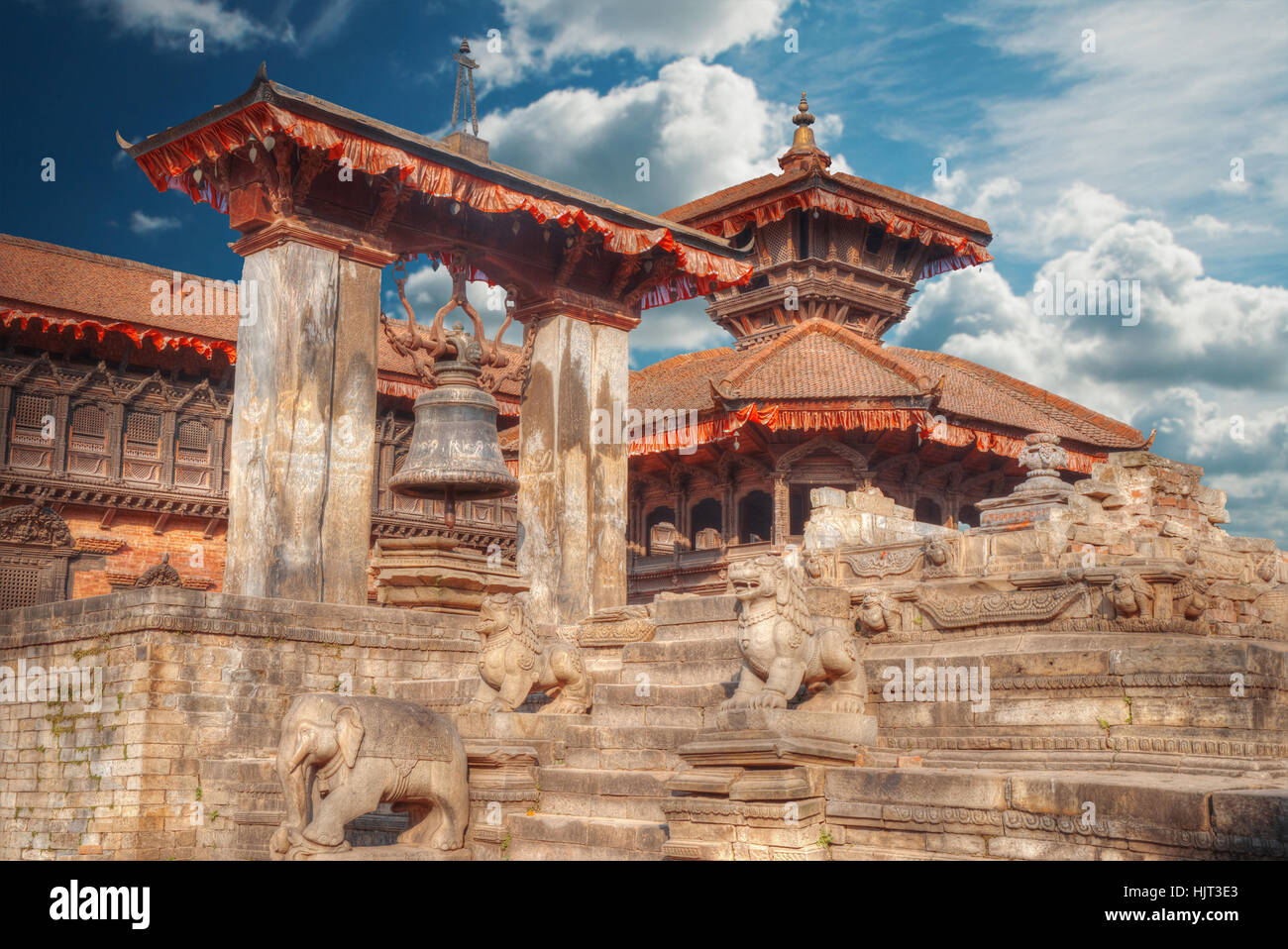 Temples de Durbar Square à Bhaktapur, Népal Katmandou valey,. Banque D'Images