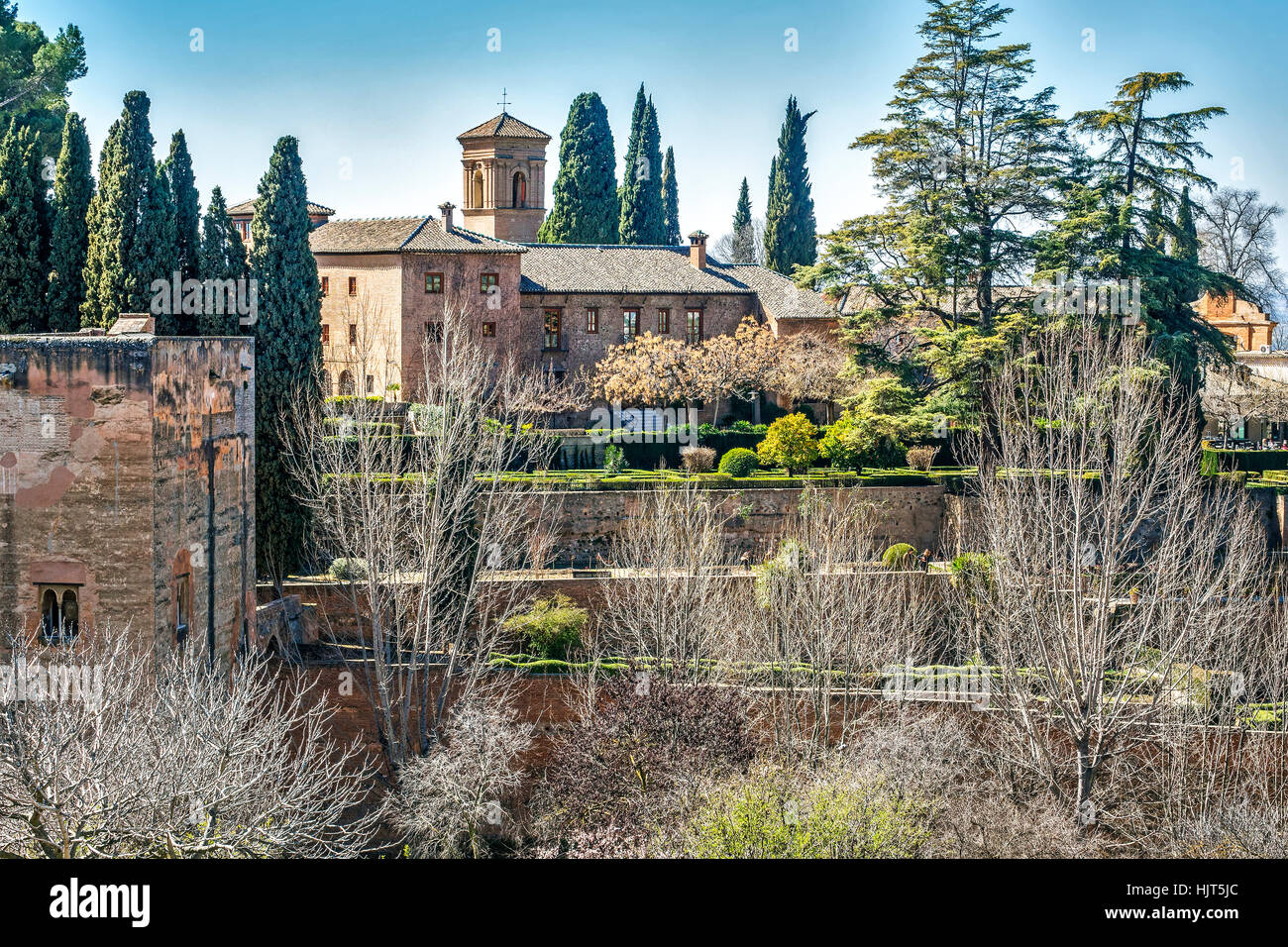 Le Palais de l'Alhambra Dans les jardins du Generalife Granada espagne Banque D'Images