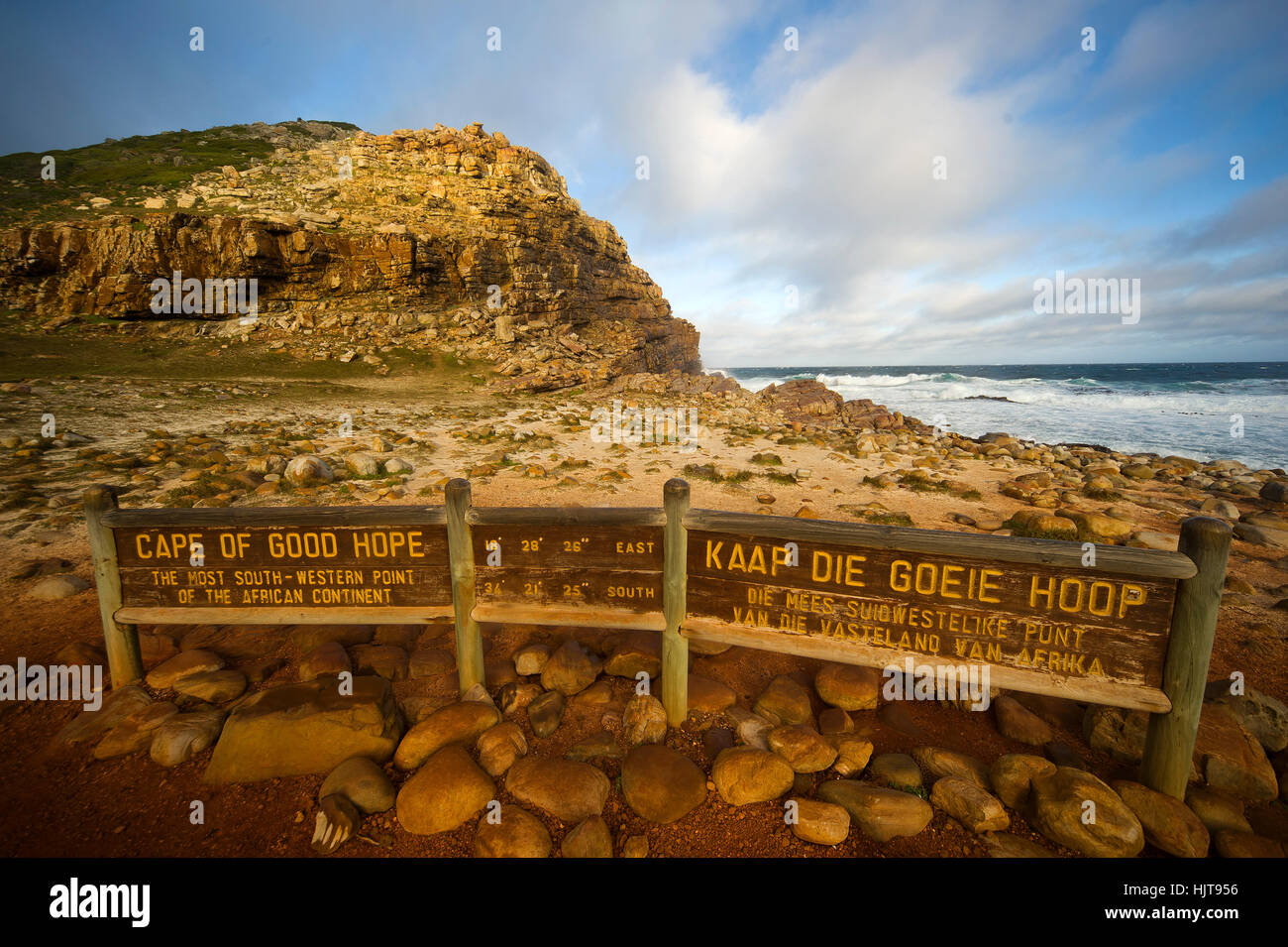 Cap de Bonne Espérance, promontoire rocheux à l'extrémité sud de la péninsule du Cap, Afrique du Sud. Il a d'abord aperçu par Bartolomeu Dias en 1488 Banque D'Images