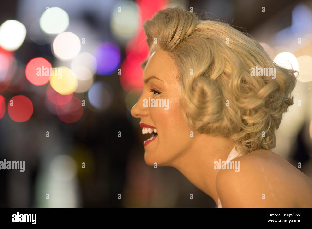 Une cire à la ressemblance de Marilyn Monroe (la promotion du musée de cire de Madame Tussauds) Hollywood Boulevard, Hollywood, Los Angeles, Californie, USA Banque D'Images