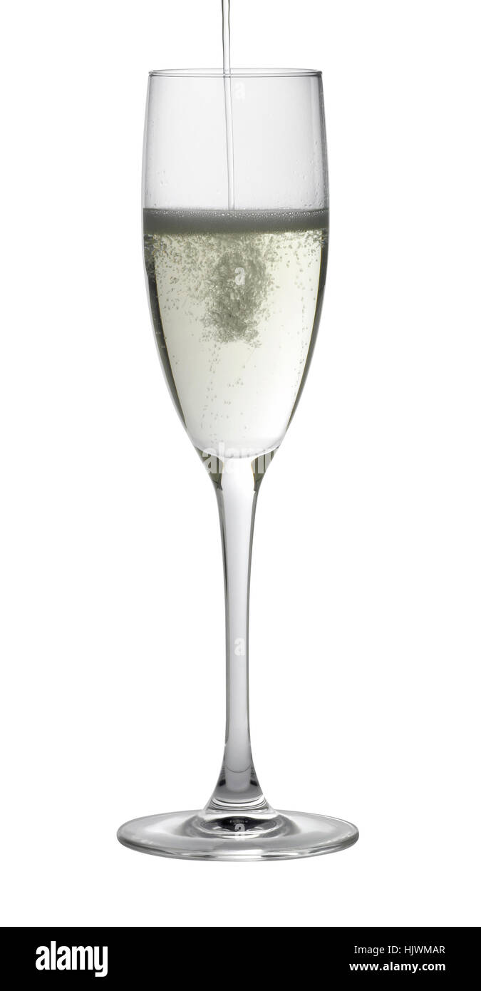 La photographie de studio d'un verre de champagne se remplit, isolated on white with clipping path Banque D'Images