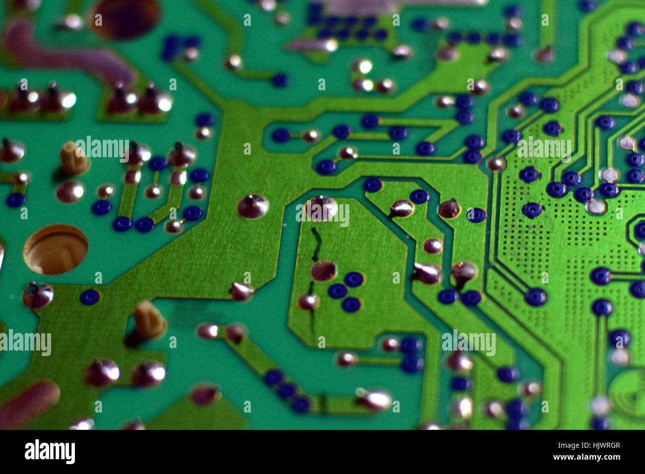 Green de circuits imprimés (PCB) close up. Banque D'Images