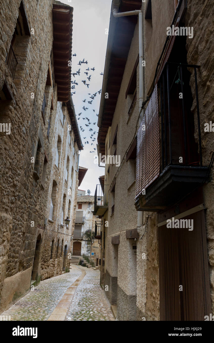 Rues de Valderrobres village, province de Teruel, Aragon, Espagne. Banque D'Images