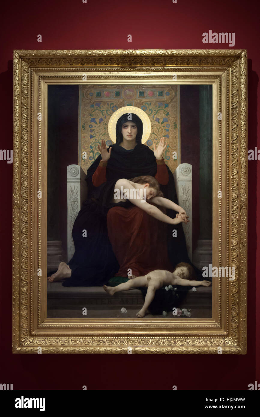 La peinture de la Vierge de la Consolation (1877) par le peintre William-Adolphe Bouguereau universitaire française sur l'affichage dans le Musée des Beaux-Arts de Strasbourg (Musée des beaux-arts) à Strasbourg, Alsace, France. Banque D'Images