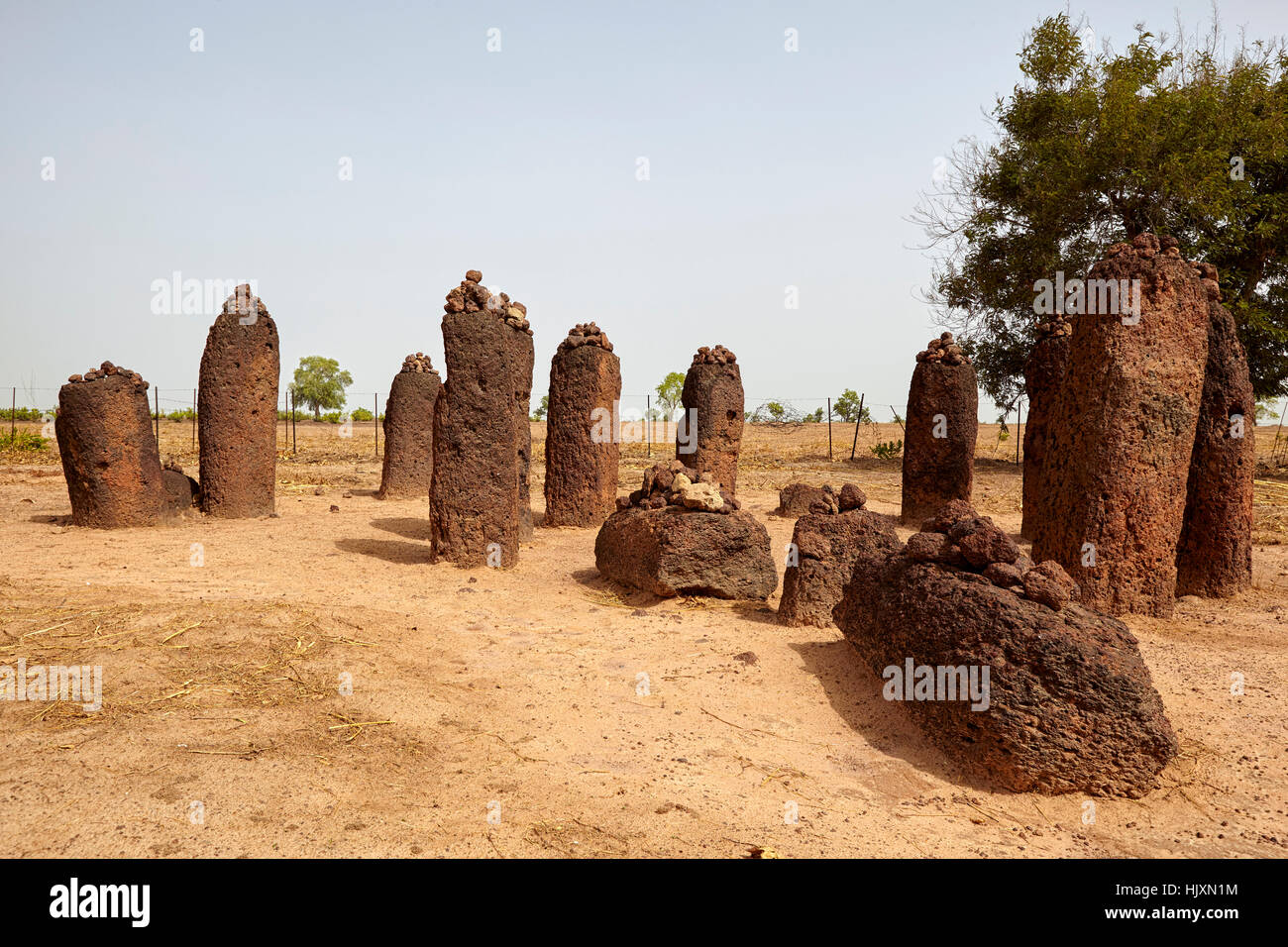 Wassu cercles de pierres, Site du patrimoine mondial de l'UNESCO, de la Gambie, Afrique Banque D'Images