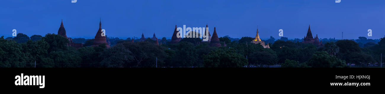 Temples Panorama à Bagan, Myanmar Banque D'Images