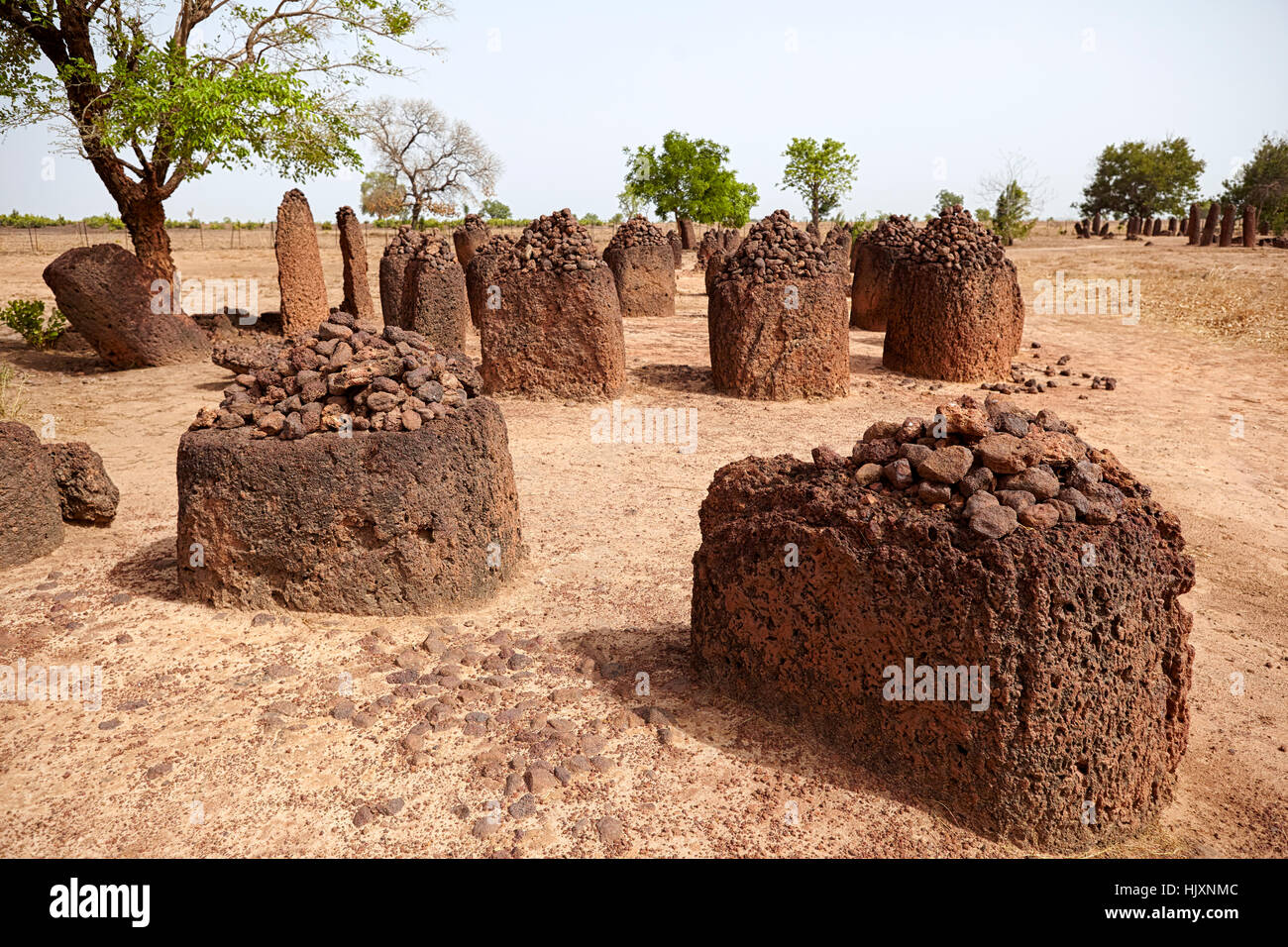 Wassu cercles de pierres, Site du patrimoine mondial de l'UNESCO, de la Gambie, Afrique Banque D'Images