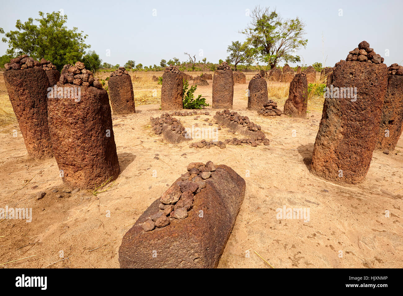Wassu cercles de pierres, Site du patrimoine mondial de l'UNESCO, de la Gambie, Afrique Banque D'Images