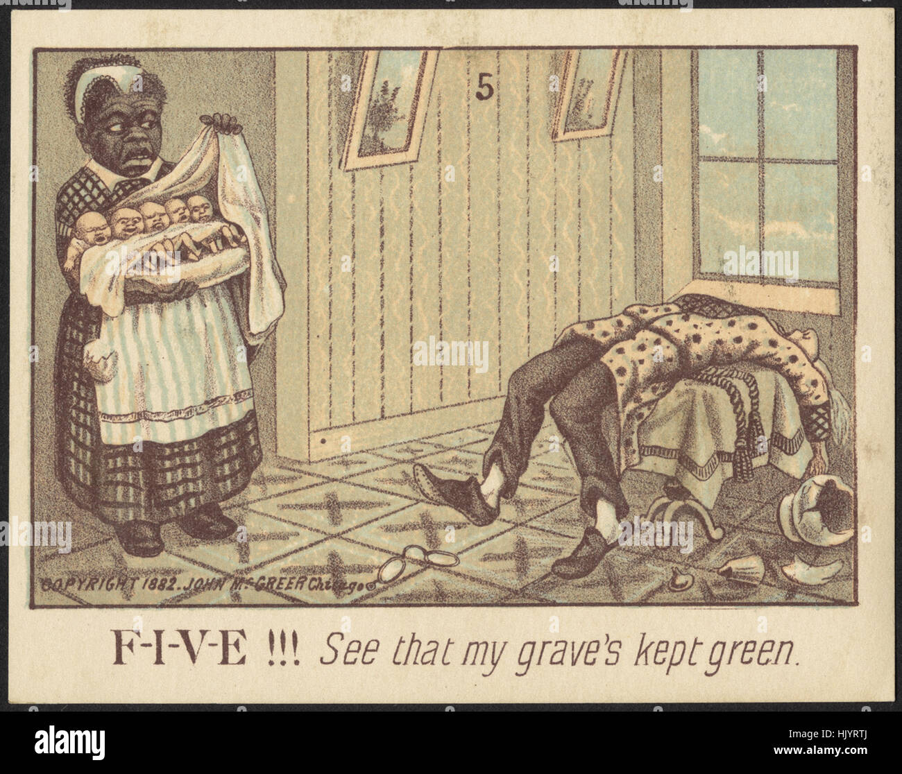 5 - F-i-v-e ! ! ! Voir que ma tombe est gardé en vert. Banque D'Images