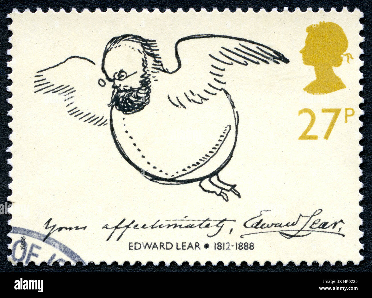 Grande-bretagne - circa 1988 : un timbre-poste utilisé à partir du Royaume-Uni, commémorant la vie du célèbre artiste et illustrateur Edward Lear, vers 1988. Banque D'Images