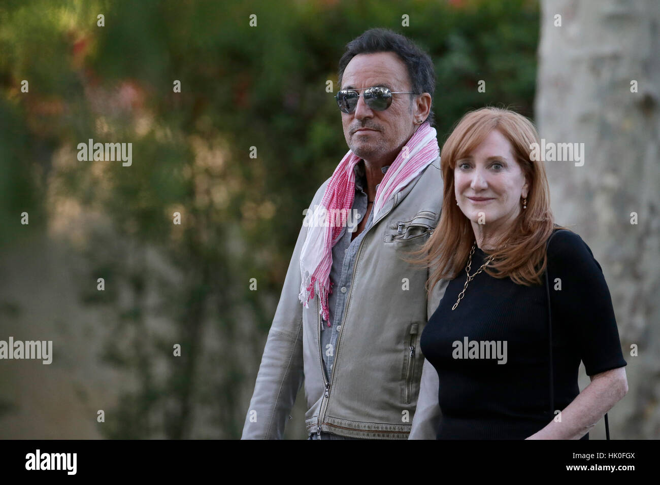 Singer Bruce Springsteen et Patti Scialfa à Longines Global Champions Tour CSI5 2016 Madrid, à Madrid, le vendredi 20 mai, 2016. Banque D'Images