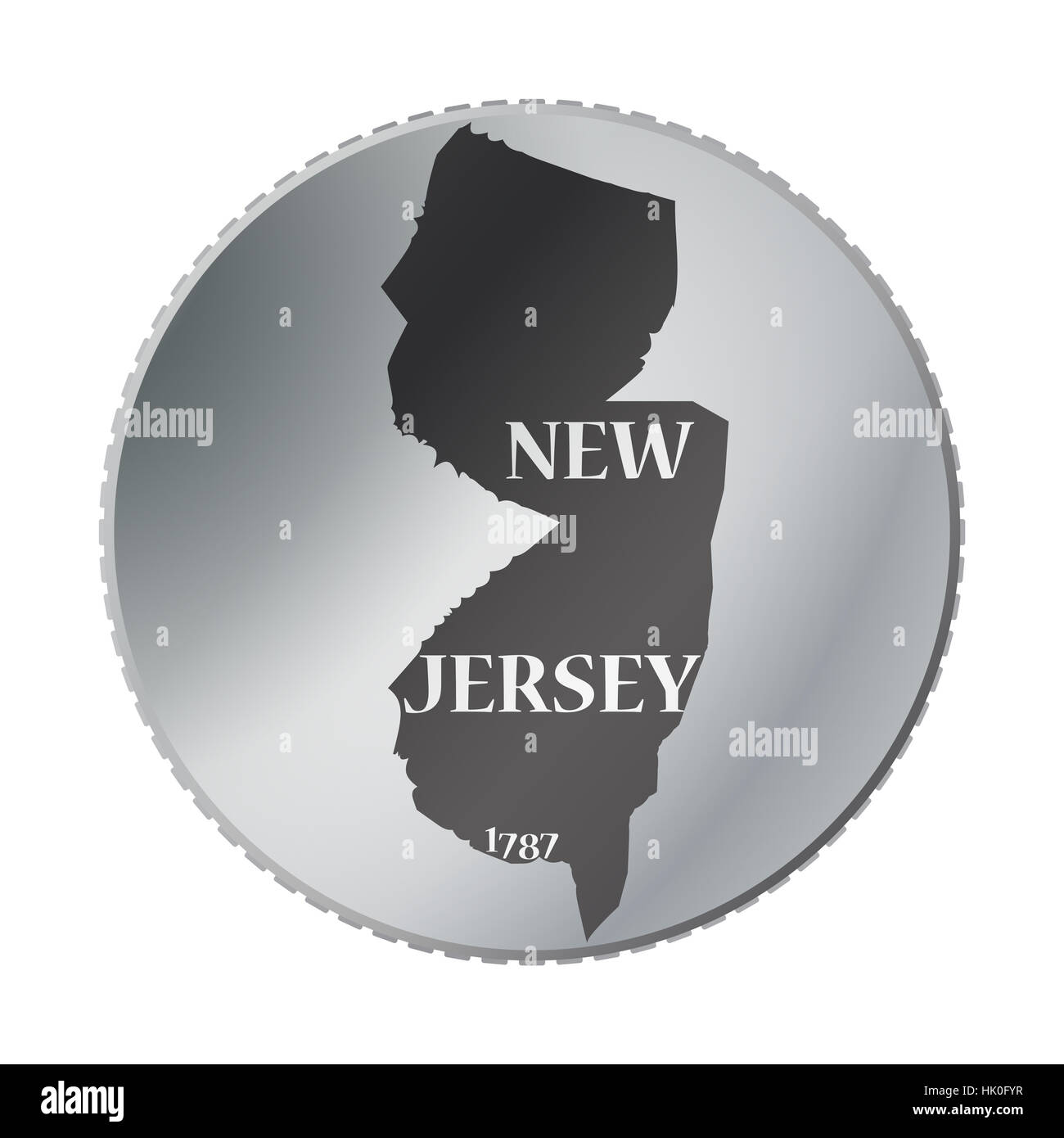 L'état du New Jersey un coin isolé sur fond blanc Banque D'Images L'état du New Jersey un coin isolé sur fond blanc Banque D'Images