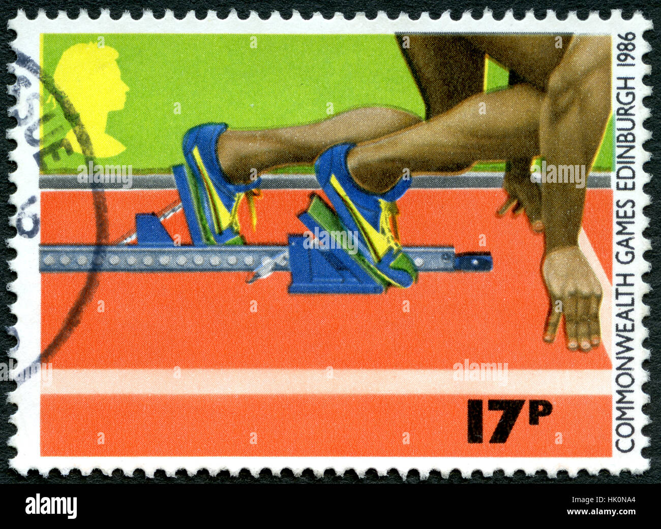 Grande-bretagne - VERS 1986 : un timbre-poste utilisé à partir du Royaume-Uni, commémorant les Jeux du Commonwealth de 1986 tenue à Edimbourg, vers 1986. Banque D'Images