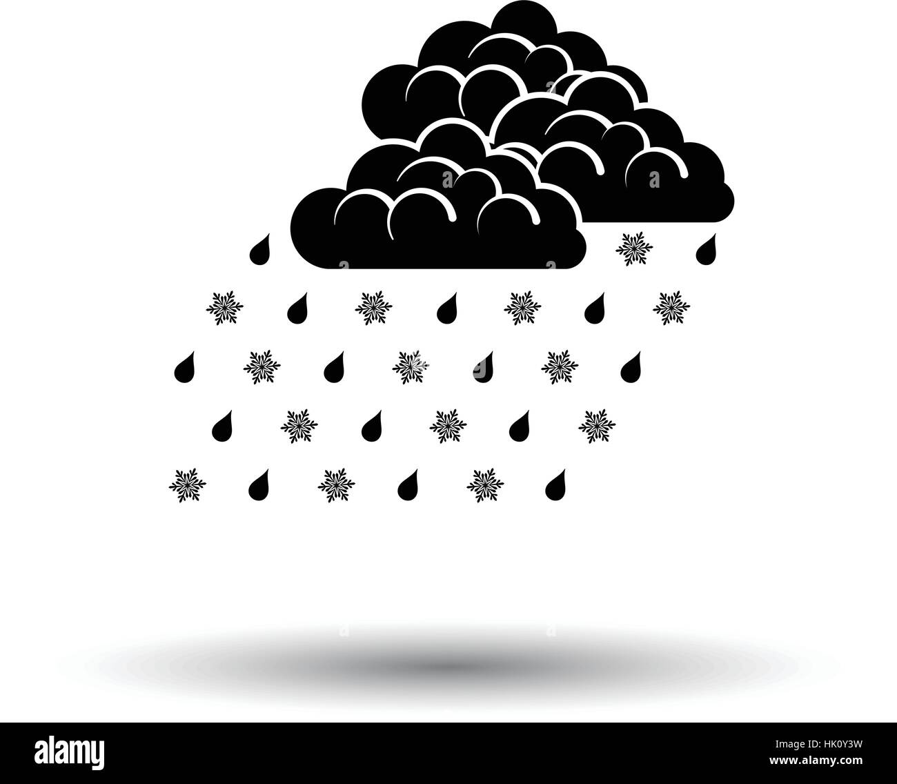 L'icône de pluie avec de la neige. Fond blanc avec design de l'ombre. Vector illustration. Illustration de Vecteur