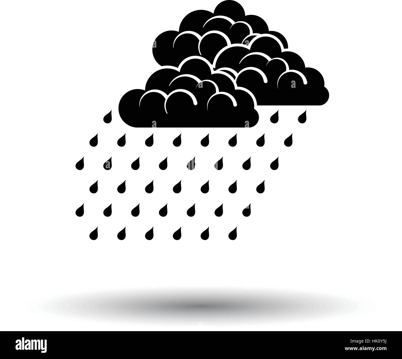L'icône de pluie. Fond blanc avec design de l'ombre. Vector illustration. Illustration de Vecteur