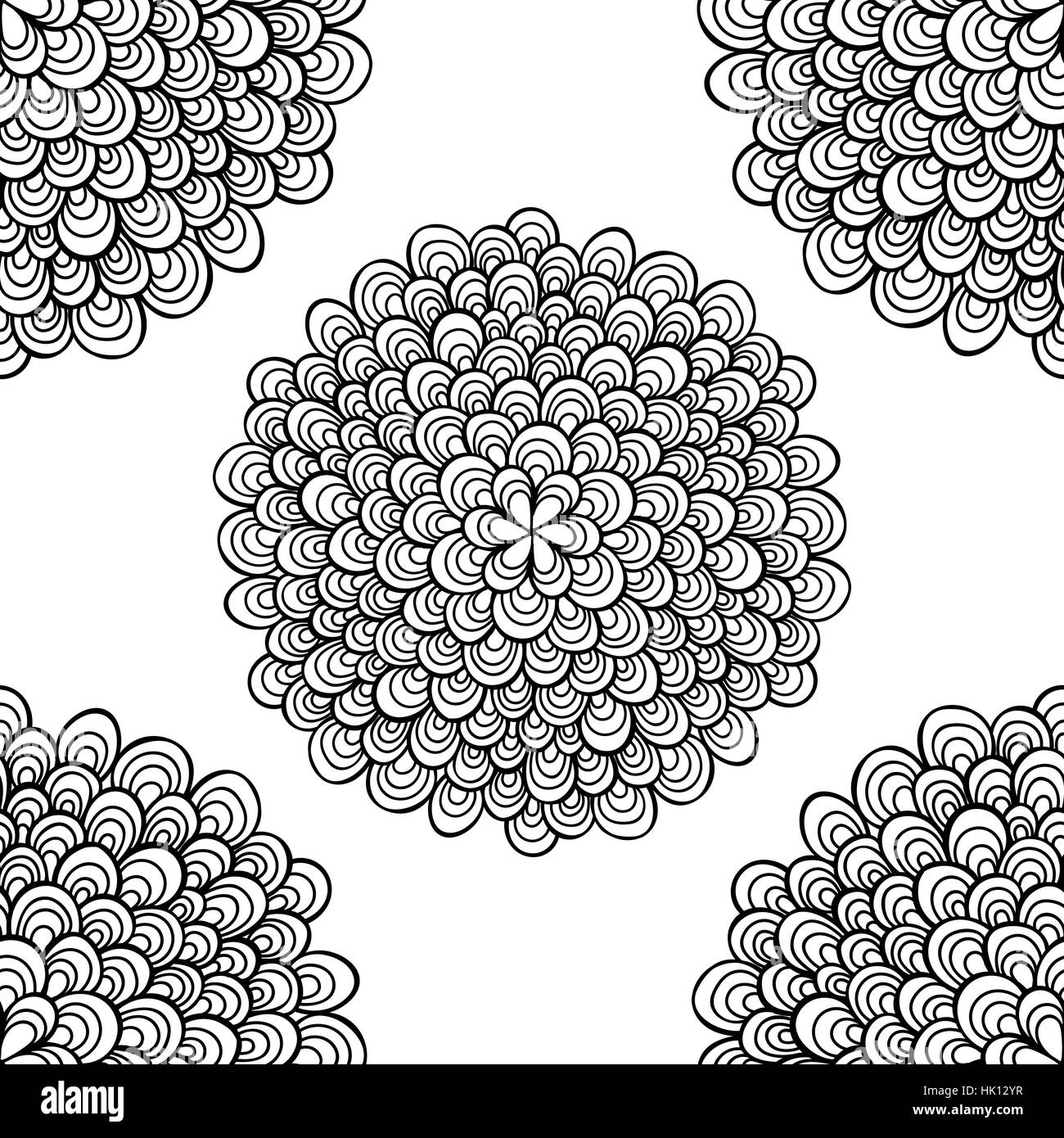 Mandala. Ornement rond noir et blanc. Page à colorier. Vector illustration. Modèle sans couture Illustration de Vecteur
