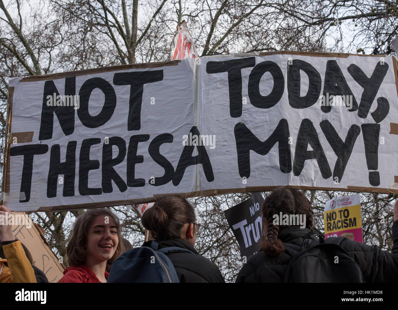 Londres, Royaume-Uni. 4 Février, 2017. Londres 4 février 2017, des manifestants lors de la manifestation anti-Trump dans London Crédit : Ian Davidson/Alamy Live News Banque D'Images