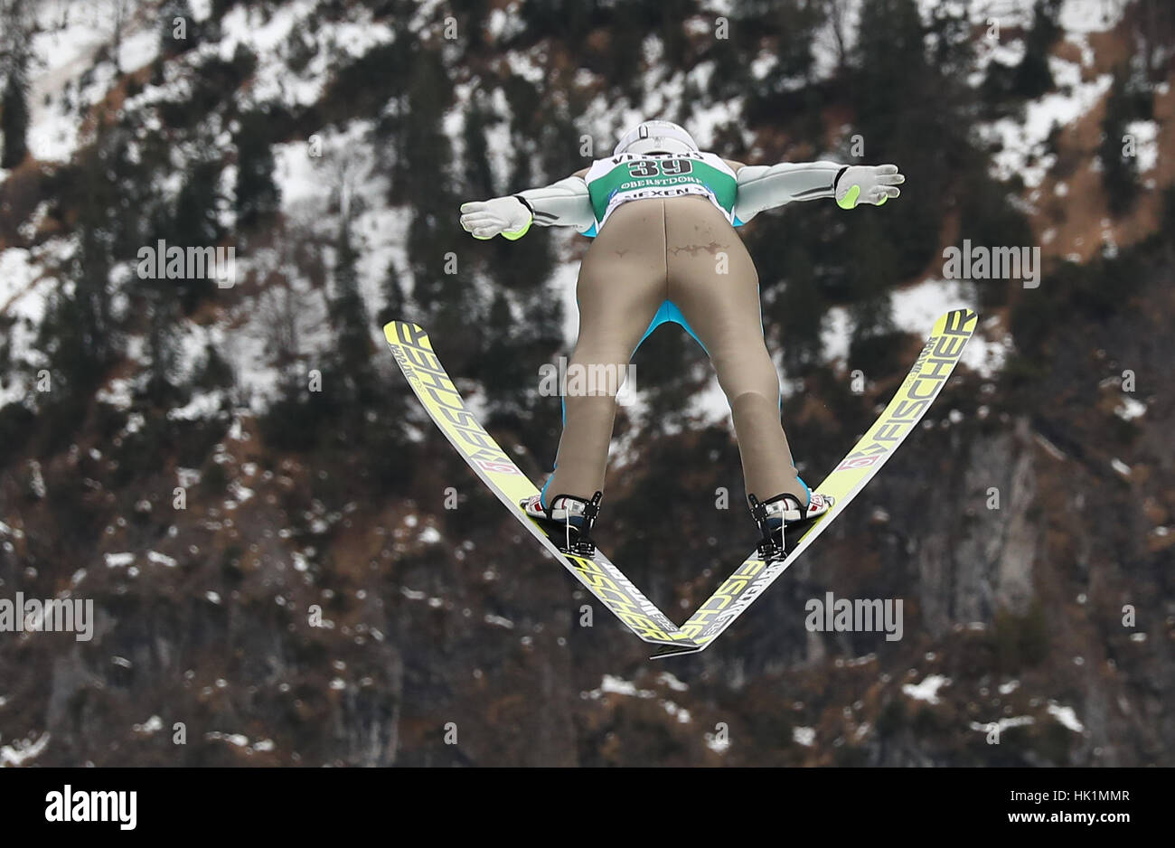 Oberstdorf, Allemagne. Le 04 février, 2017. Norwergian cavalier ski Daniel Andre Tande en action pendant l'exécution d'un test sur l'Heini-Klopfer le saut à ski Hill à la Coupe du Monde de vol à Ski à Oberstdorf, Allemagne, 04 février 2017. Photo : Daniel Karmann/dpa/Alamy Live News Banque D'Images