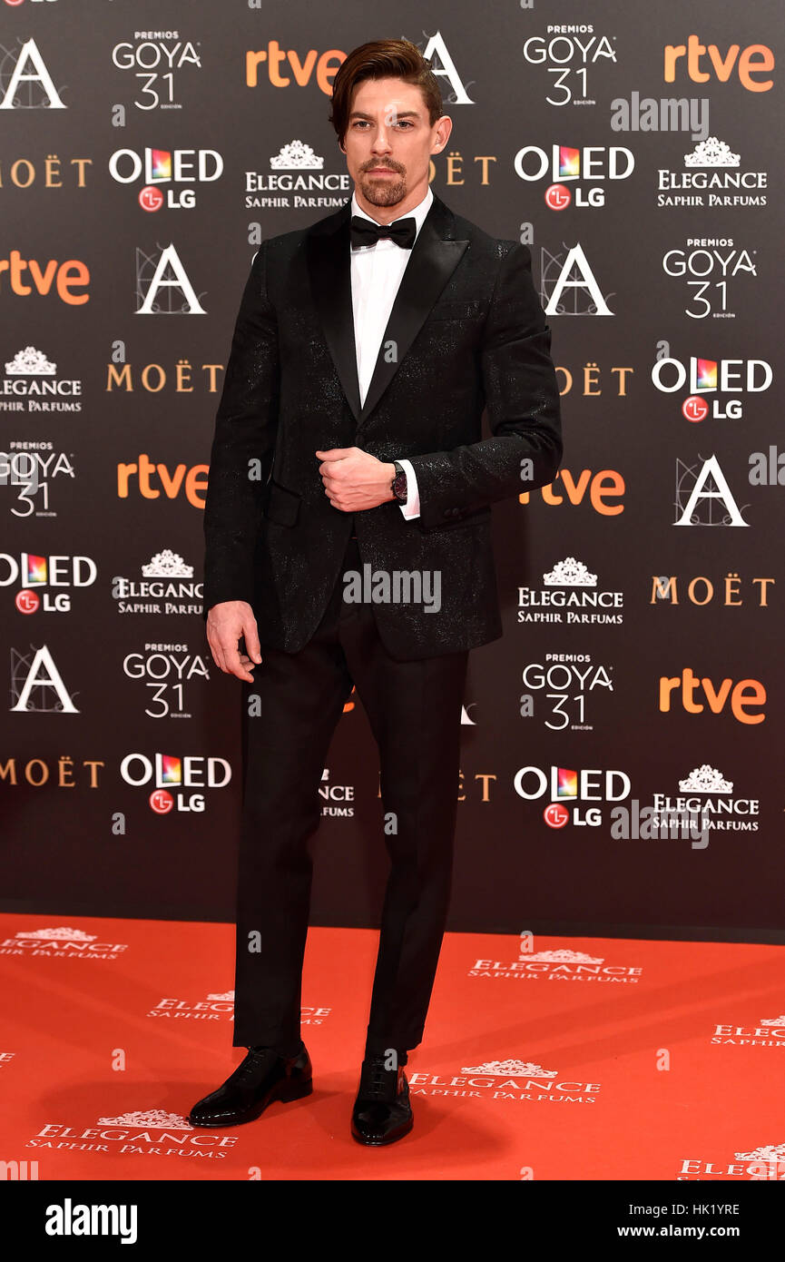 Madrid, Espagne. Feb, 2017 4. Acteur Adrian Lastra lors d'un photocall au cours de la 31e Goya Film Awards à Madrid. Gtres más información : crédit en ligne Comuniación,S.L./Alamy Live News Banque D'Images