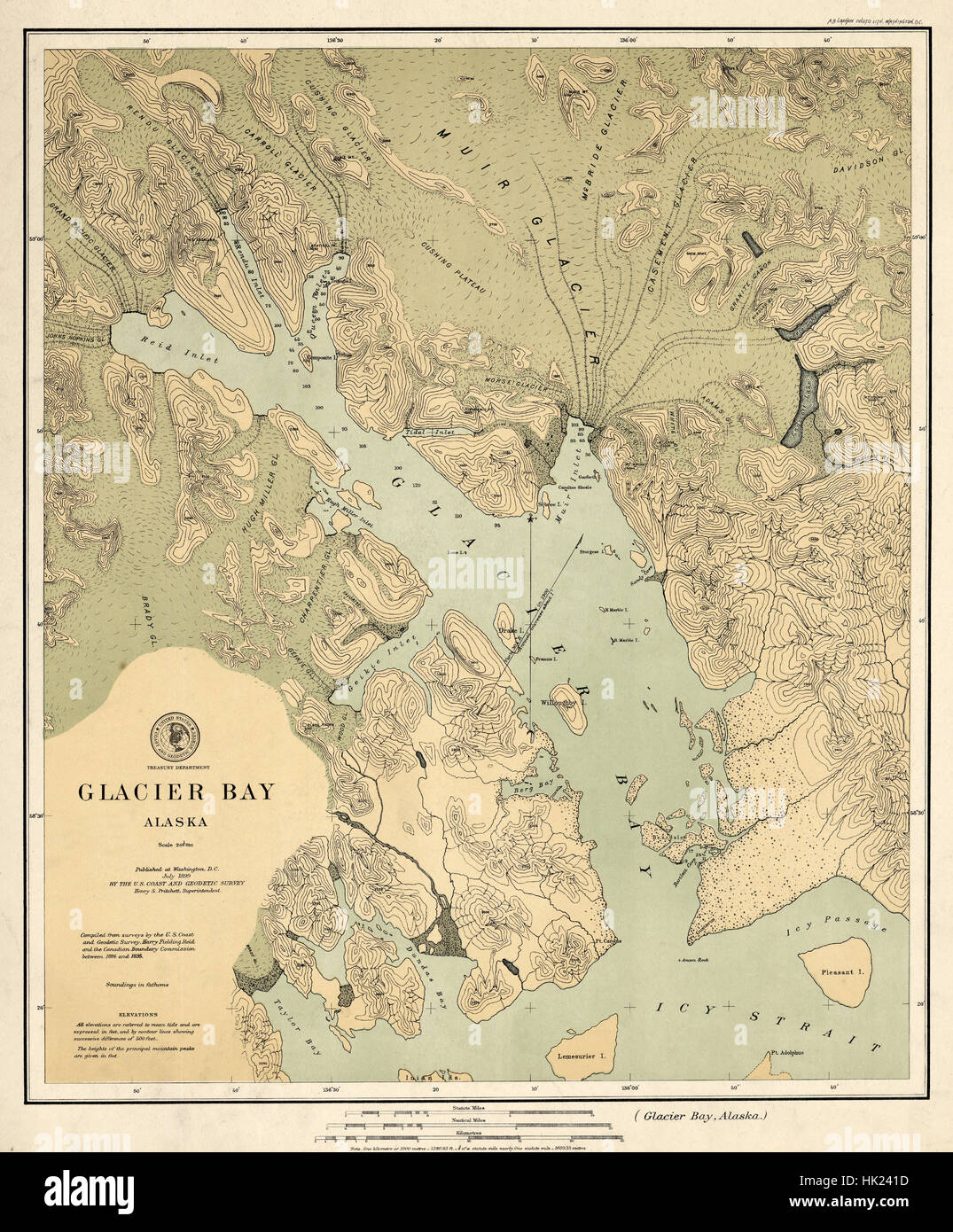 Plan de Glacier Bay 1899 Banque D'Images