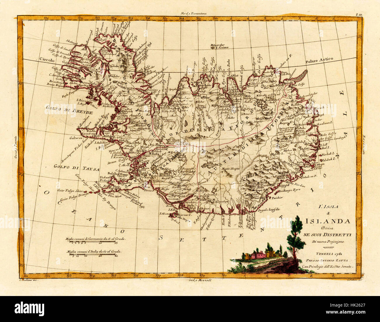 Carte de l'Islande 1791 Banque D'Images