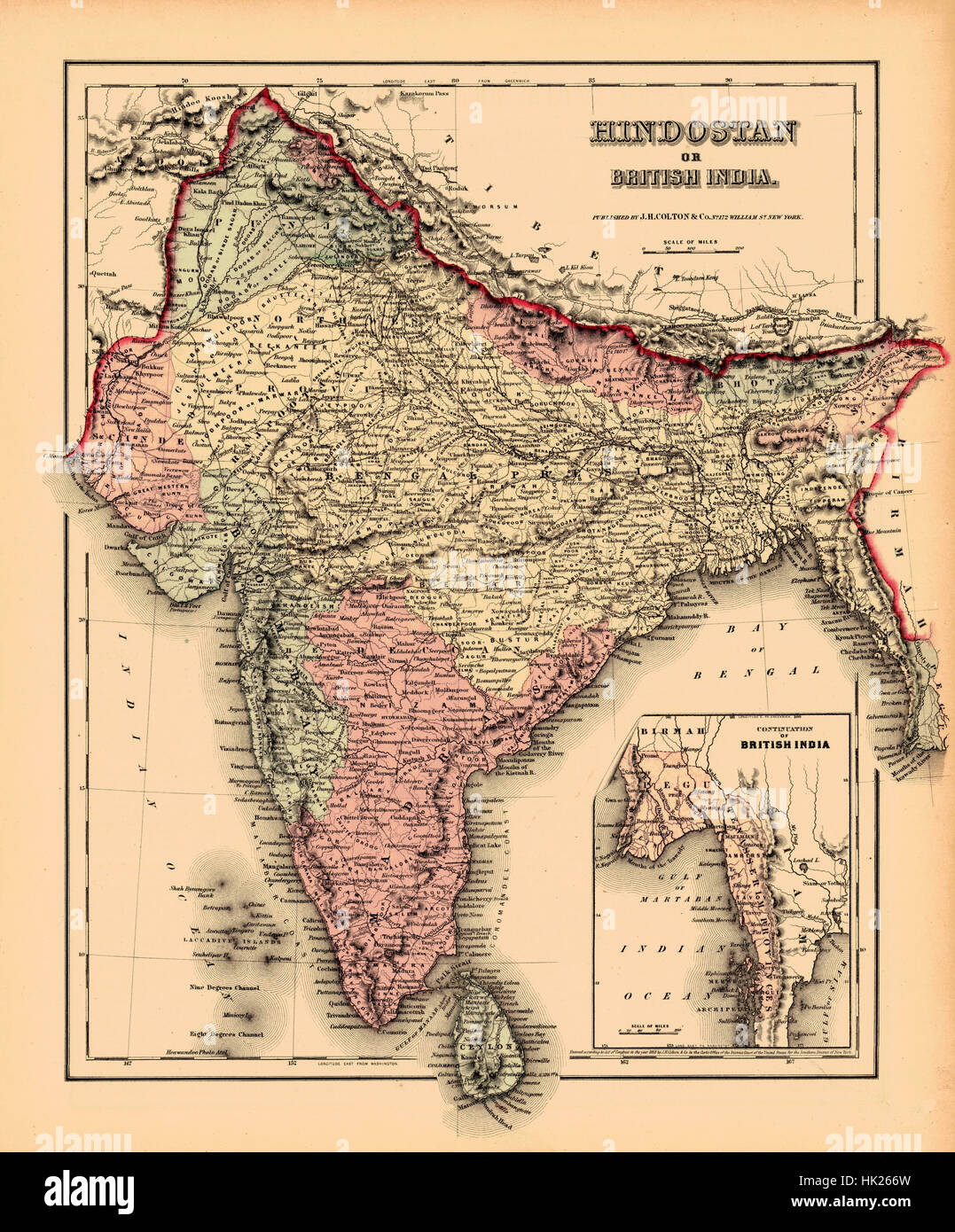 Carte de l'Inde 1857 Banque D'Images