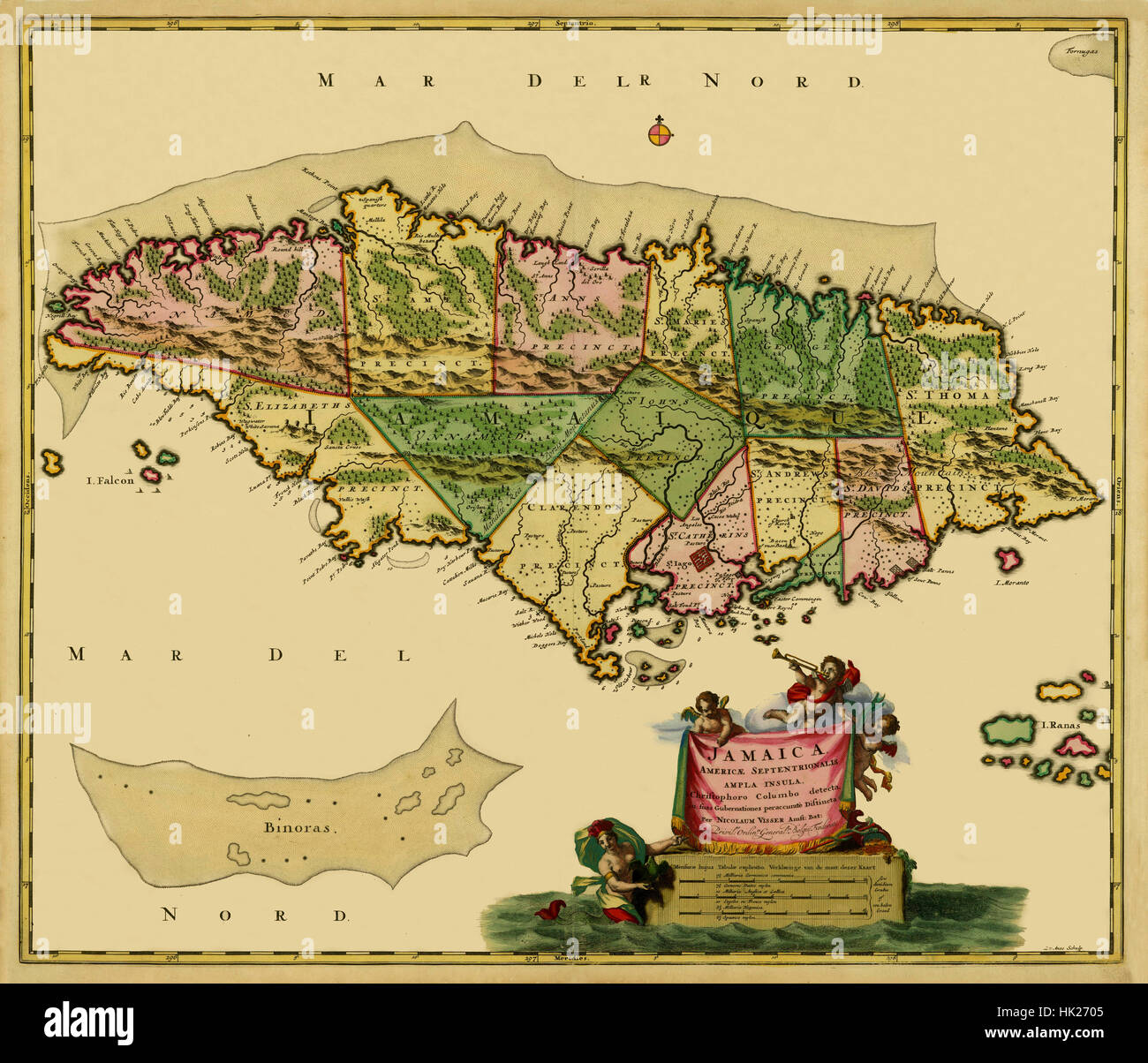 La carte de la Jamaïque 1680 Banque D'Images