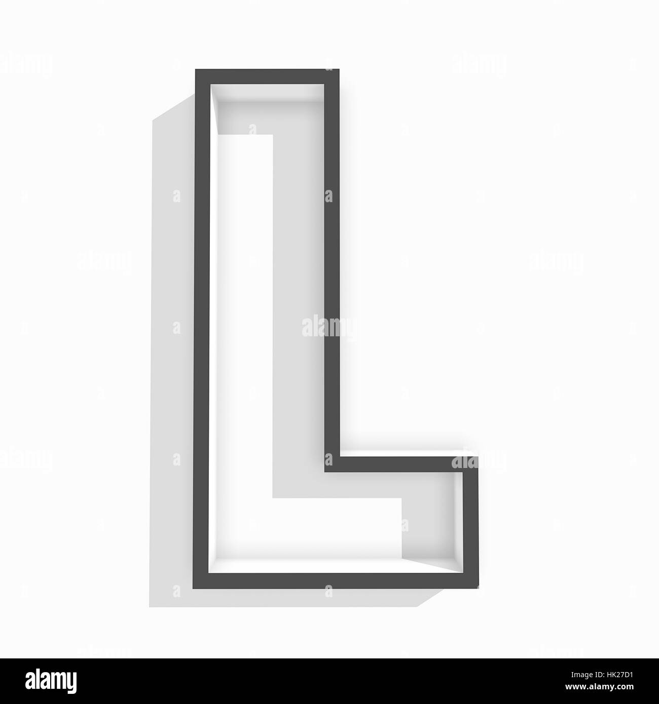 Isolé blanc lettre L en fond blanc avec ombre Banque D'Images