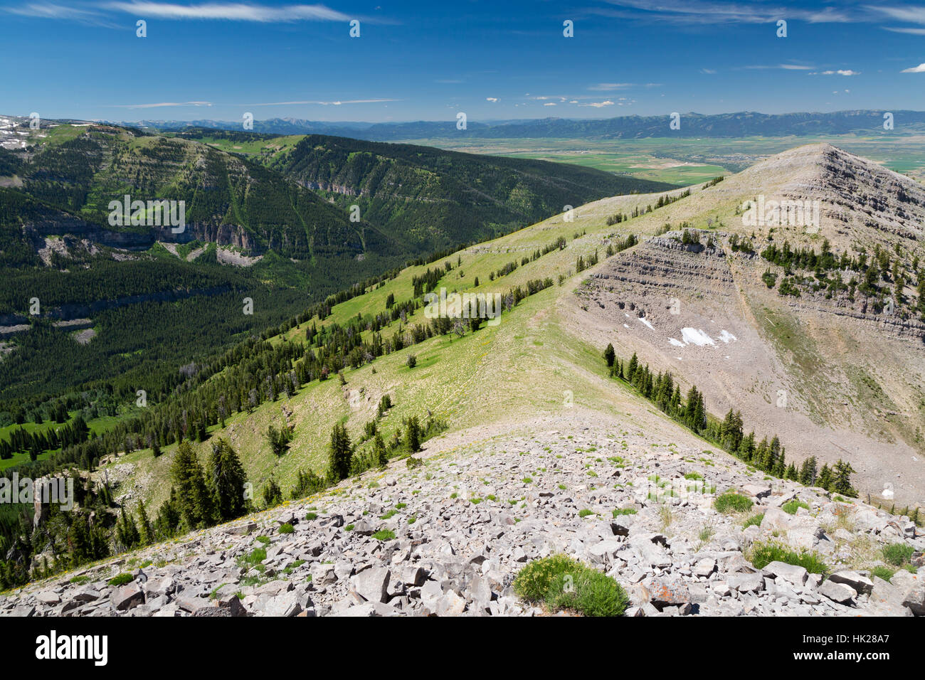 A culminé dans la crête au-dessus des montagnes Teton Teton Canyon, vue de Mary's mamelon. Jedediah Smith Wilderness, Wyoming Banque D'Images