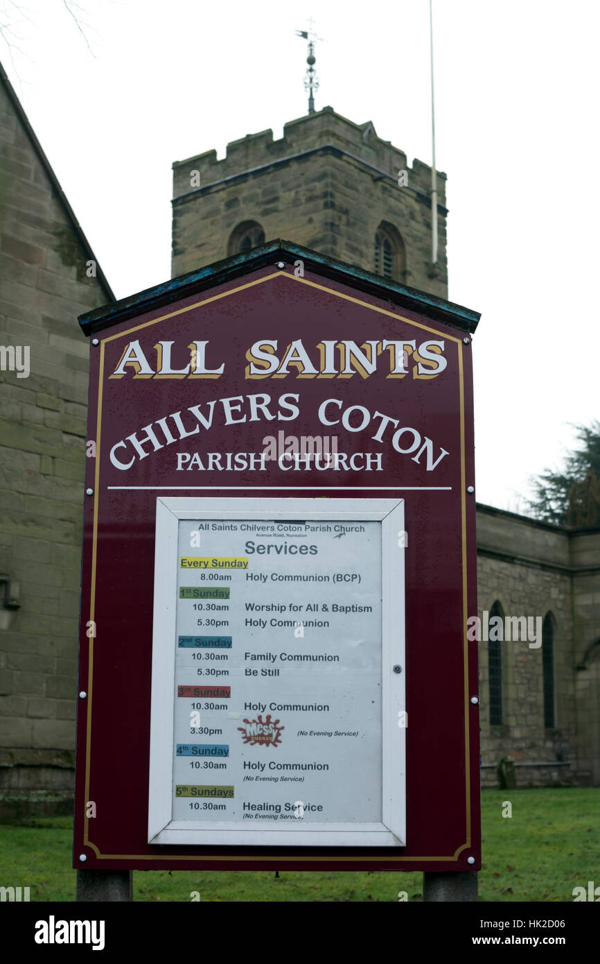 All Saints Church, Chilvers Coton, Nuneaton, Warwickshire, England, UK Banque D'Images