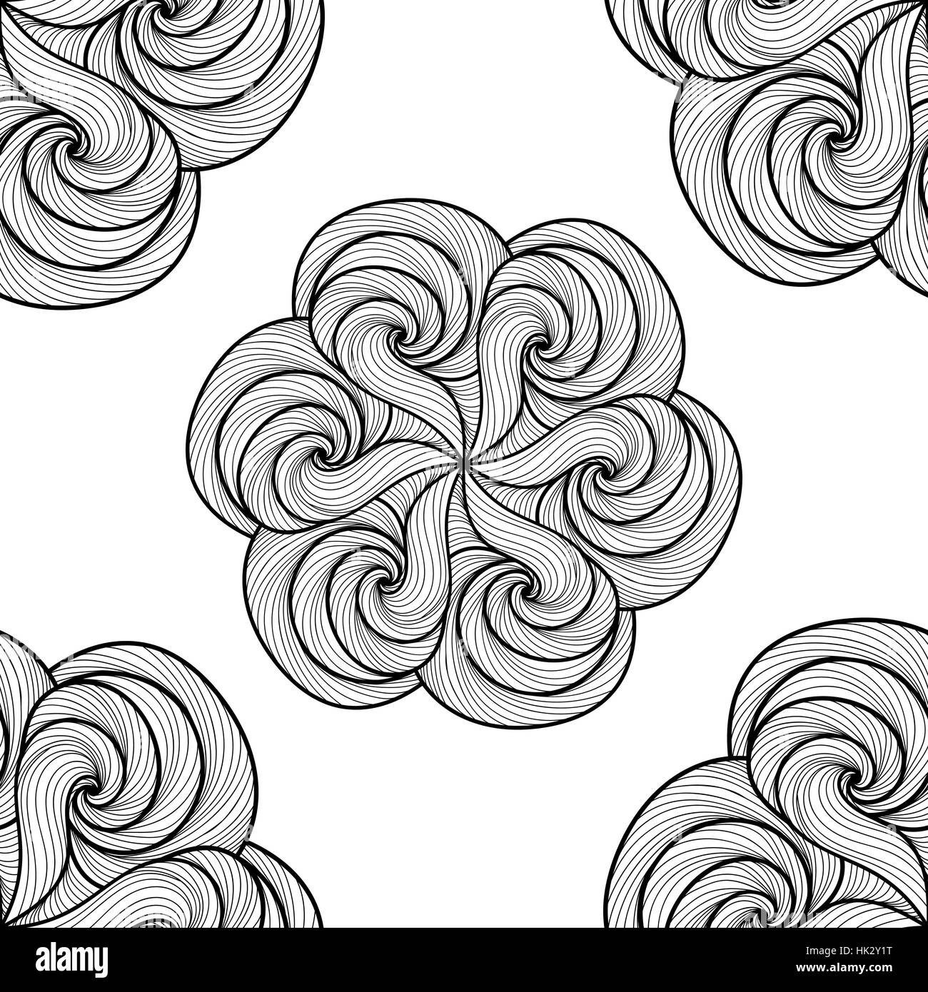 Mandala. Ornement rond noir et blanc. Page à colorier. Vector illustration. Modèle sans couture Illustration de Vecteur