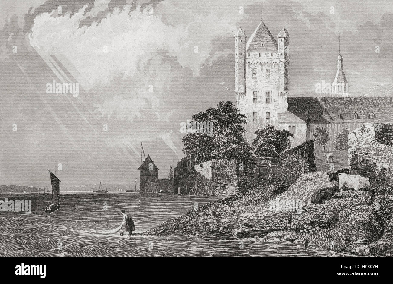 Eldfeld, Allemagne. 19ème siècle gravure sur acier par Cholet et Lemaitre direxit. Banque D'Images