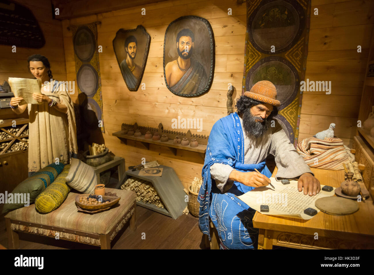 Williamstown, Massachusetts - Noah à son bureau dans un modèle de l'arche à un parc à thème construit par un groupe fondamentaliste chrétienne. Banque D'Images