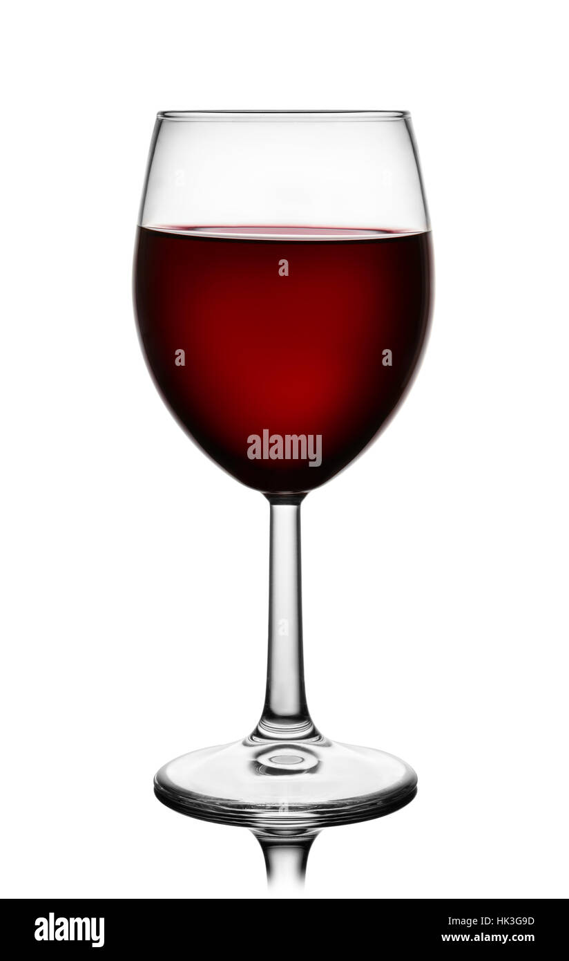 Vue avant de vin rouge verre isolé sur fond blanc Banque D'Images