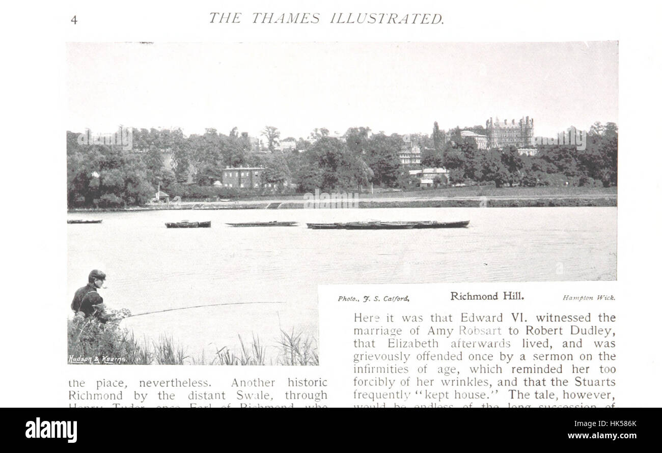 Image de la page 14 de « The Thames Illustrated », représentant un voyage panoramique le long de la Tamise de Richmond à Oxford, avec des vues pittoresques sur la rivière et les paysages environnants. Banque D'Images