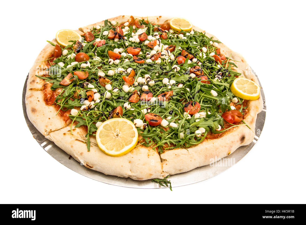 Pizza, cuisine italienne, four en pierre, en option, pizza, cuisine italienne, de l'allée centrale, citron, Banque D'Images