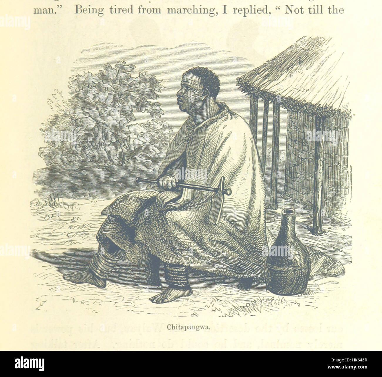 Illustration tirée de 'les derniers journaux de David Livingstone', montrant une scène des voyages de Livingstone en Afrique centrale. L'image apparaît à la page 215, accompagnée de cartes et d'un portrait. Banque D'Images