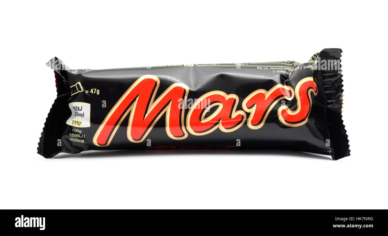 Barre de chocolat Mars en récupération. Banque D'Images