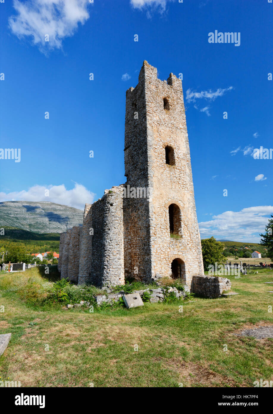 L'église du Saint Salut.La plus ancienne église de la Croatie (Crkva Sv. Spasa), église Pre-Romanesque en Dalmatie, près de source de la rivière Cetina. Banque D'Images